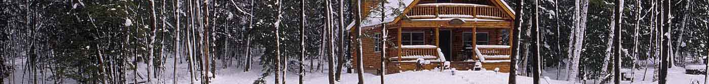 Log cabin in winter